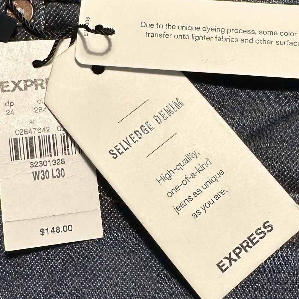 NEW Mens Express Selvedge Denim Jeans Slim Indigo Wash size 30x30